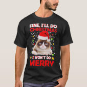 グおもしろいラフィークリスマス猫の駄洒落1 Tシャツ (正面)
