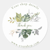 グかわいらしロ葉ングのショップ感謝していステッカー ラウンドシール (正面)