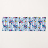 グすごいローバー漫画ストライプのブルーパターン ヨガマット (正面(横))