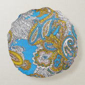 グはっきりしたランギー・イスラームサイケデリックオーナメント ラウンドクッション (裏面)