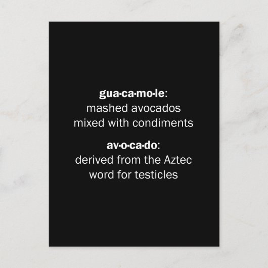 グアカモレ精巣 ポストカード (正面)