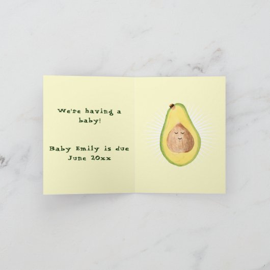 グアカモールアボカド妊娠のお知らせテンプレート カード (内部)