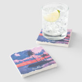 グアカラフルドループカリブのアイランドウォータカラー ストーンコースター (横)