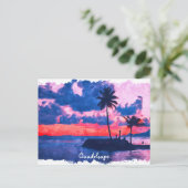 グアカラフルドループカリブのアイランドウォータカラー ポストカード (スタンド正面)