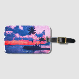 グアカラフルドループカリブのアイランドウォータカラー ラゲッジタグ