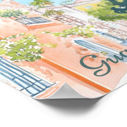 グアダラハラメキシコグアッシュイラストレーショントラベル ポスター (角)