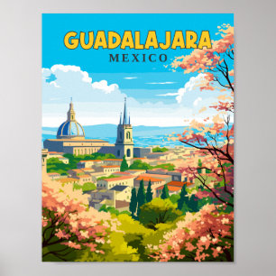グアダラハラメキシコヴィンテージ旅行イラストレーション ポスター