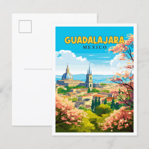 グアダラハラメキシコヴィンテージ旅行イラストレーション ポストカード