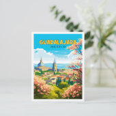 グアダラハラメキシコヴィンテージ旅行イラストレーション ポストカード (スタンド正面)
