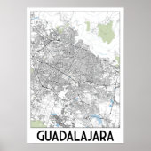 グアダラハラ、メキシコの地図 ポスター (正面)