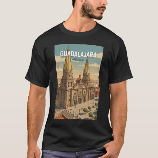 グアダラハラ メキシコ イラスト 旅行 アート ヴィンテージ Tシャツ (正面)