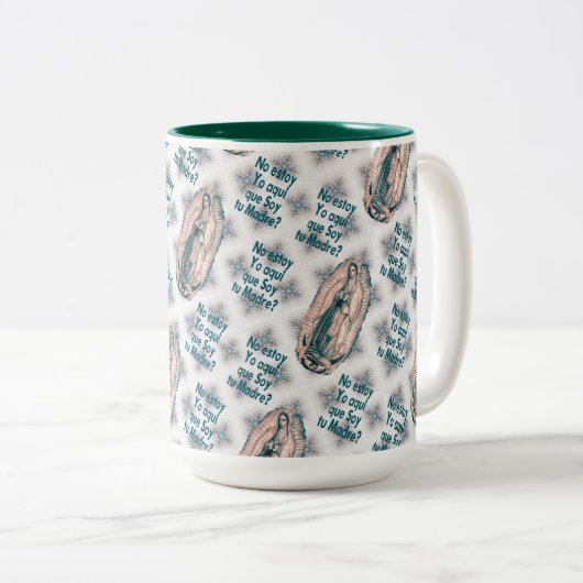 グアダルスペインのペの我々のヴァージンメアリーセピア ツートーンマグカップ (正面右)