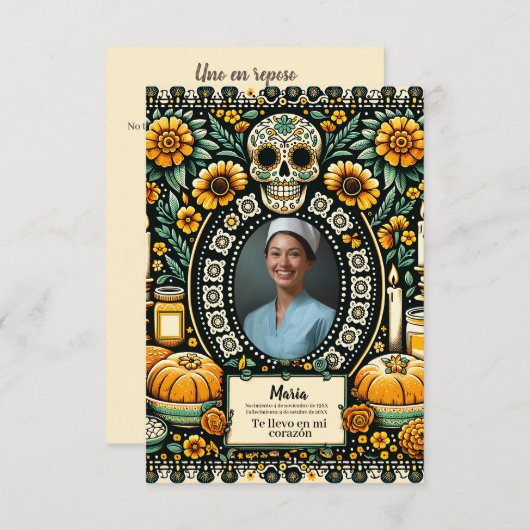 グアダルスペインのペの我々の祈りの言葉スカル (正面/裏面)