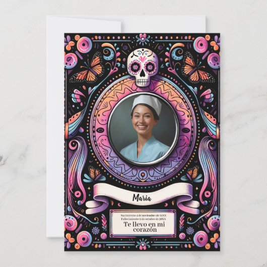 グアダルスペインのペの我々の祈りの言葉スカル 招待状 (正面)