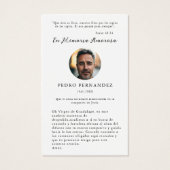 グアダルスペインのペの私たちの女性フォト祈りの言葉カード (裏面)