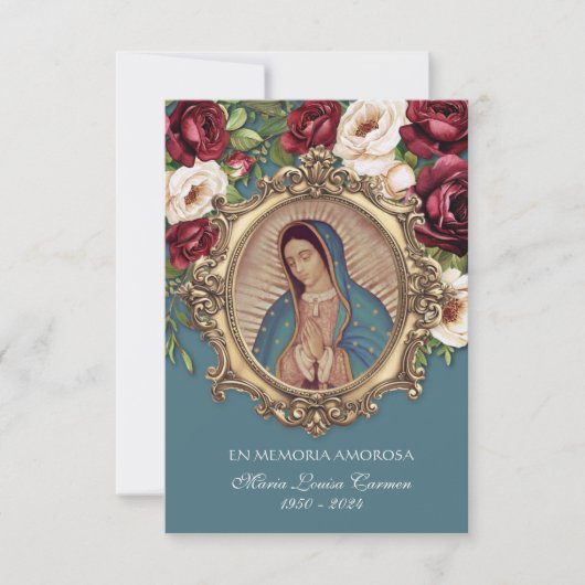 グアダルスペインのペ写真葬儀祈りの言葉聖札 案内状 (正面)