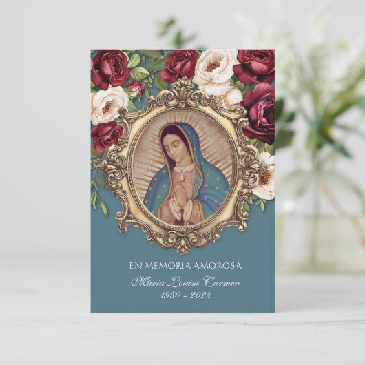 グアダルスペインのペ写真葬儀祈りの言葉聖札 案内状 (スタンド正面)
