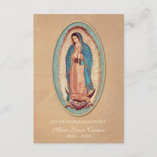 グアダルスペインのペ写真葬儀祈りの言葉聖札 案内状 (正面)