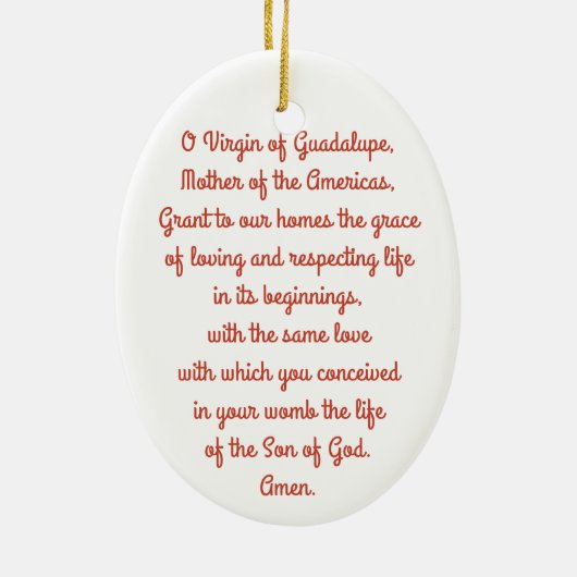 グアダルペのクリスマスのオーナメントのヴァージン セラミックオーナメント (裏面)