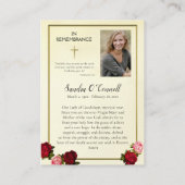 グアダルペの聖母の葬儀祈祷カード 名刺 (裏面)