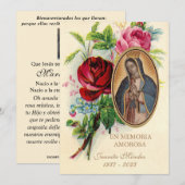 グアダルペの聖母 スペインの葬儀 聖なる祈り 招待状 (正面/裏面)