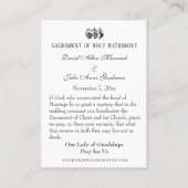 グアダループカトリック結婚式の引き出物神聖カード 名刺 (裏面)