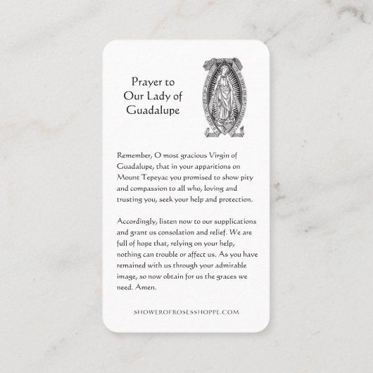 グアダループカトリック聖祈りの言葉の宗教婦人 プレイスカード (裏面)