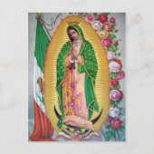 グアダルーペの女性とメキシコ国旗の葉書 ポストカード (正面)
