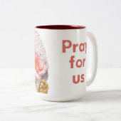 グアダルーペの我々のヴァージンメアリーピンクローズ ツートーンマグカップ (正面右)