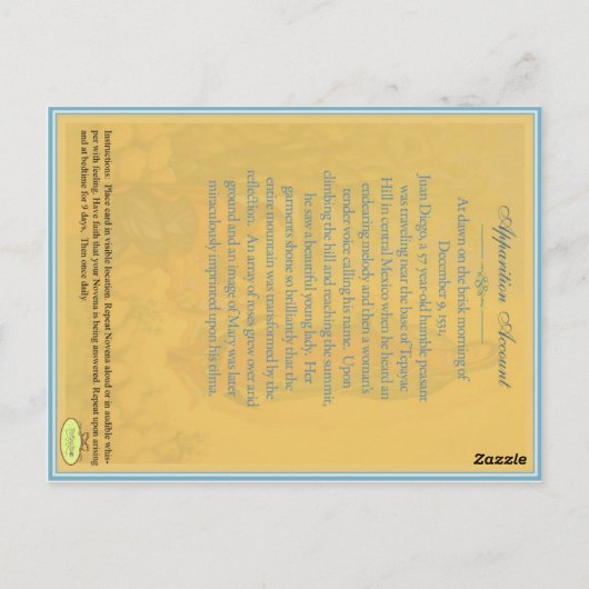 グアダルーペの我々の女性にノヴェナ ポストカード (裏面)