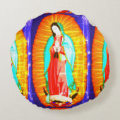 グアダルーペの我々の女性に栄光を ラウンドクッション (裏面)