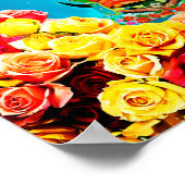 グアダルーペの我々の女性はバラに囲まれカラフル ポスター (角)