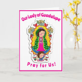 グアダルーペの我々の女性は折り畳まれたグリーティングカード カード (黄色い花)