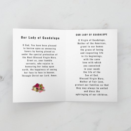 グアダルーペの我々の女性は折り畳まれたグリーティングカード カード (内部)