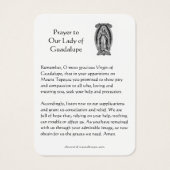 グアダルーペの我々の女性祈りの言葉神聖カード (裏面)