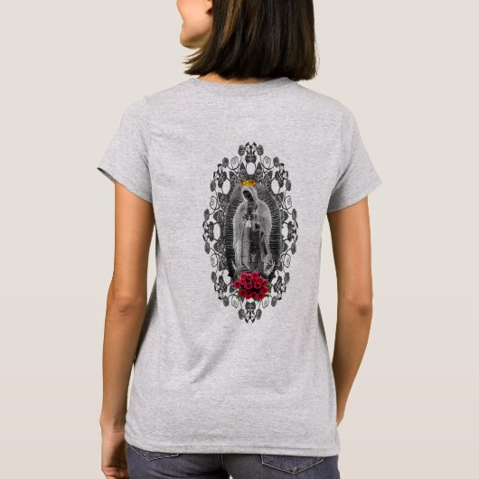 グアダルーペの私たちのヴァージンメアリーメキシコカトリック Tシャツ (裏面)