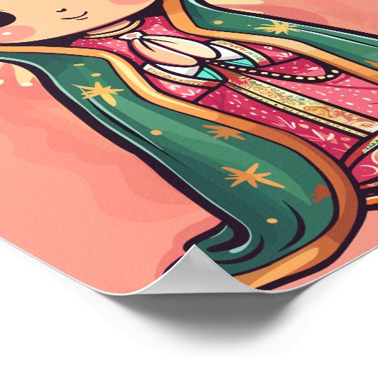 グアダルーペの私たちの女性かわいいかわいいスタイル ポスター (角)