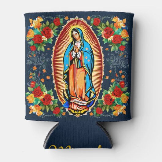 グアダルーペの私たちの女性と名前ヴァージンメアリー 缶クーラー (正面)