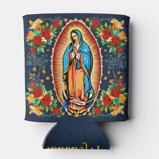 グアダルーペの私たちの女性と名前ヴァージンメアリー 缶クーラー (裏面)