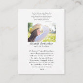 グアダルーペの私たちの女性の写真葬儀祈りの言葉カード プレイスカード (裏面)