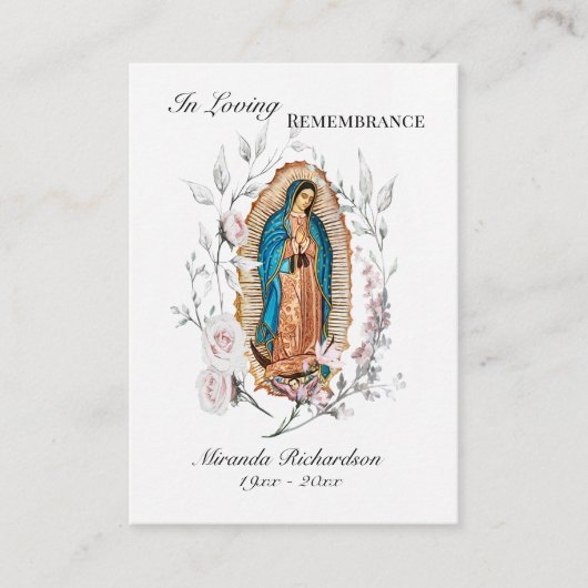 グアダルーペの私たちの女性の写真葬儀祈りの言葉カード プレイスカード (正面)