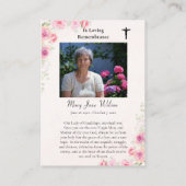 グアダルーペの私たちの女性の葬儀祈りの言葉カード プレイスカード (裏面)