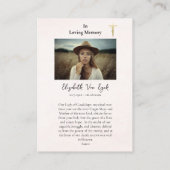 グアダルーペの私たちの女性の葬儀祈りの言葉カード プレイスカード (裏面)