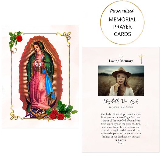 グアダルーペの私たちの女性の葬儀祈りの言葉カード プレイスカード