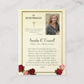 グアダルーペの私たちの女性の葬儀祈りの言葉カード プレイスカード (裏面)