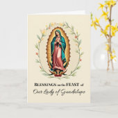 グアダルーペの私たちの女性の饗宴の日恵みメアリー カード (黄色い花)