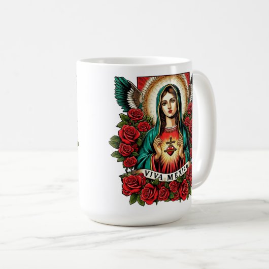 グアダルーペの私たちの女性マリーヴィバメキシコアート コーヒーマグカップ (正面右)
