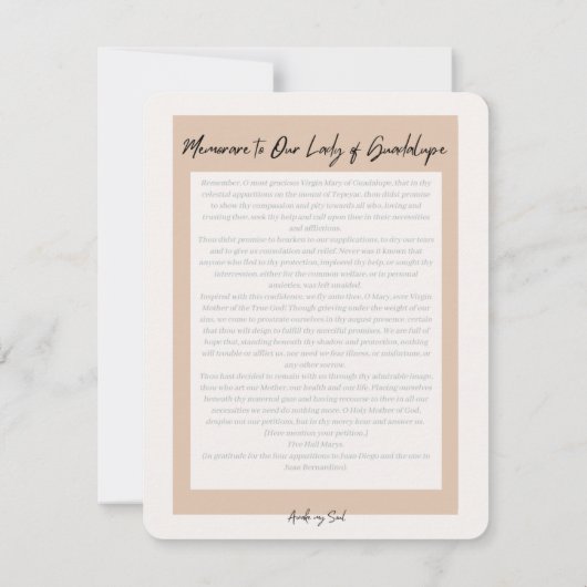 グアダルーペの私たちの女性祈りの言葉カード – 10パック ノートカード (裏面)