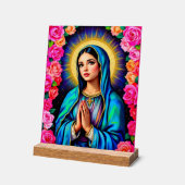 グアダルーペの私たちの女祈性ヴァージンメアリーかわいい アクリルサイン (傾斜)