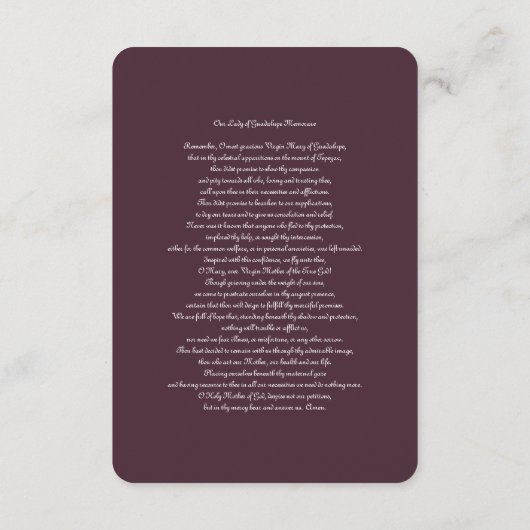 グアダルーペの私達の女性12暗記と エンクロージャーカード (裏面)